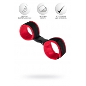 Красно-черные велюровые наручники Anonymo - ToyFa - купить с доставкой в Ачинске