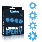 Набор из 4 голубых, светящихся в темноте эрекционных колец Lumino Play - Lovetoy - в Ачинске купить с доставкой