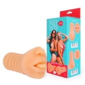 Телесный мастурбатор-ротик с высунутым язычком - Bior toys - в Ачинске купить с доставкой