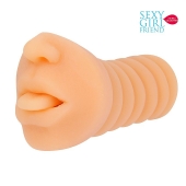 Телесный мастурбатор-ротик с высунутым язычком - Bior toys - в Ачинске купить с доставкой