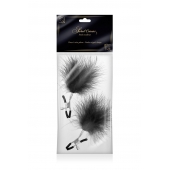 Зажимы на соски с черными пуховыми кисточками Sweet Caress Feather Nipple Clumps - Sweet Caress - купить с доставкой в Ачинске