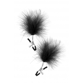 Зажимы на соски с черными пуховыми кисточками Sweet Caress Feather Nipple Clumps - Sweet Caress - купить с доставкой в Ачинске