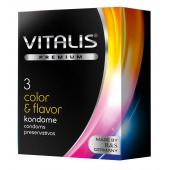 Цветные ароматизированные презервативы VITALIS PREMIUM color   flavor - 3 шт. - Vitalis - купить с доставкой в Ачинске