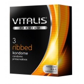 Ребристые презервативы VITALIS PREMIUM ribbed - 3 шт. - Vitalis - купить с доставкой в Ачинске