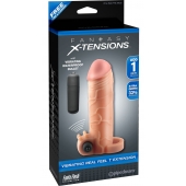 Телесная вибронасадка с кольцом  Vibrating Real Feel 1 Extension - 14 см. - Pipedream - в Ачинске купить с доставкой