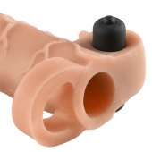 Телесная вибронасадка с кольцом Vibrating Real Feel 2 Extension - 16 см. - Pipedream - в Ачинске купить с доставкой