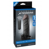 Чёрная вибронасадка с кольцом Vibrating Real Feel 2 Extension - 16 см. - Pipedream - в Ачинске купить с доставкой