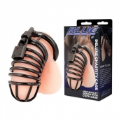 Черная металлическая клетка с замком Deluxe Chastity Cage - BlueLine - купить с доставкой в Ачинске