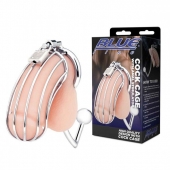 Серебристая металлическая клетка с анальным стимулятором Cock Cage - BlueLine - купить с доставкой в Ачинске