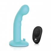 Голубая изогнутая насадка 6in Remote Control Ripple P-Spot G-Spot на черных трусиках - 16 см. - Pegasus - купить с доставкой в Ачинске
