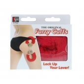 Металлические наручники с красной меховой опушкой METAL HANDCUFF WITH PLUSH RED - Dream Toys - купить с доставкой в Ачинске