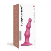 Розовая насадка Strap-On-Me Dildo Plug Beads size S - Strap-on-me - купить с доставкой в Ачинске