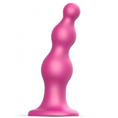 Розовая насадка Strap-On-Me Dildo Plug Beads size S - Strap-on-me - купить с доставкой в Ачинске