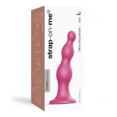 Розовая насадка Strap-On-Me Dildo Plug Beads size L - Strap-on-me - купить с доставкой в Ачинске