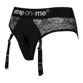 Черные трусики для насадок Diva Lingerie Harness - size L - Strap-on-me - купить с доставкой в Ачинске