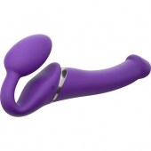 Фиолетовый безремневой вибрострапон Vibrating Bendable Strap-On - size L - Strap-on-me - купить с доставкой в Ачинске