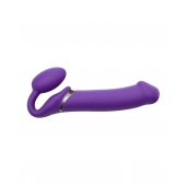 Фиолетовый безремневой вибрострапон Silicone Bendable Strap-On - size XL - Strap-on-me - купить с доставкой в Ачинске