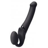 Черный безремневой вибрострапон Silicone Bendable Strap-On - size XL - Strap-on-me - купить с доставкой в Ачинске