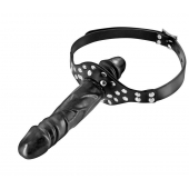 Черный кляп-фаллоимитатор Double Penis Gag - Fetish Tentation - купить с доставкой в Ачинске