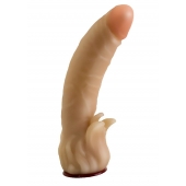 Телесная гелевая насадка-фаллос с клиторальными лепестками - 18,5 см. - LOVETOY (А-Полимер) - купить с доставкой в Ачинске