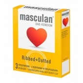 Презервативы с колечками и пупырышками Masculan Ribbed+Dotted - 3 шт. - Masculan - купить с доставкой в Ачинске