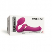 Ярко-розовый безремневой страпон Multi Orgasm Size S с клиторальной стимуляцией - Strap-on-me - купить с доставкой в Ачинске