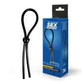 Черное силиконовое лассо с шариком для утяжки - Sex Expert - в Ачинске купить с доставкой
