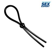 Черное силиконовое лассо с шариком для утяжки - Sex Expert - в Ачинске купить с доставкой