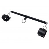 Черная распорка для ног с кожаными манжетами - Pecado - купить с доставкой в Ачинске