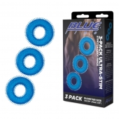 Комплект из трех голубых колец для эрекции 3-Pack Ultra-Stim Stretch Cock Rings - BlueLine - в Ачинске купить с доставкой