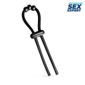 Черное эрекционное кольцо со стимулирующими бусинами - Sex Expert - в Ачинске купить с доставкой