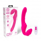 Розовый безремневой страпон на радиоуправлении Strapless Together - 22 см. - Together Toy - купить с доставкой в Ачинске