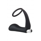 Черное эрекционное кольцо с вибропробкой Vibrating Anal Plug With Cockring - Dream Toys - в Ачинске купить с доставкой