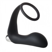 Черное эрекционное кольцо с вибропробкой Vibrating Anal Plug With Cockring - Dream Toys - в Ачинске купить с доставкой