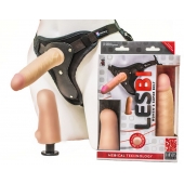 Телесный страпон Harness LESBI с вагинальной пробкой - 16,5 см. - LOVETOY (А-Полимер) - купить с доставкой в Ачинске