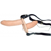 Телесный женский страпон с вагинальной пробкой Strap-On Duo - 15 см. - Orion - купить с доставкой в Ачинске