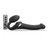 Черный безремневой страпон Multi Orgasm Size M с клиторальной стимуляцией - Strap-on-me - купить с доставкой в Ачинске