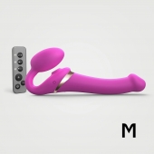 Ярко-розовый безремневой страпон Multi Orgasm Size M с клиторальной стимуляцией - Strap-on-me - купить с доставкой в Ачинске
