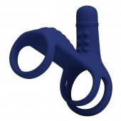 Синяя вибронасадка на пенис Vibrating Penis Sling - Baile - в Ачинске купить с доставкой