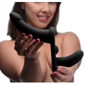 Черный вибрострапон Double Take 10X Double Penetration Vibrating Strap-on Harness - XR Brands - купить с доставкой в Ачинске