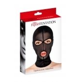 Черная сетчатая маска на голову с отверстиями для глаз и рта - Fetish Tentation - купить с доставкой в Ачинске