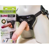Страпон-унисекс с двумя насадками UNI strap 7  Harness - 19 и 16 см. - LOVETOY (А-Полимер) - купить с доставкой в Ачинске