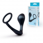 Черное эрекционное кольцо со стимулятором простаты Ringer Cock Ring   Plug - b-Vibe - в Ачинске купить с доставкой