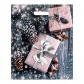 Новогодний пакет с принтом в виде подарков и вырубной ручкой (45х38 см) - Сима-Ленд - купить с доставкой в Ачинске
