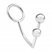 Кольцо на пенис с анальным стимулятором Two Bead Stainless Steel Anal Hook   Cock Ring - BlueLine - в Ачинске купить с доставкой