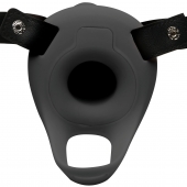Черный полый страпон с вибрацией 2’’ Erection 28X Smooth Vibrating Silicone Penis Sheath - XR Brands - купить с доставкой в Ачинске