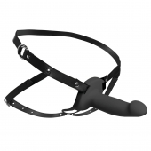 Черный полый страпон с вибрацией 2’’ Erection 28X Smooth Vibrating Silicone Penis Sheath - XR Brands - купить с доставкой в Ачинске