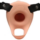 Телесный полый страпон 2  Erection 28X Smooth Vibrating Silicone Penis Sheath - 16 см. - XR Brands - купить с доставкой в Ачинске
