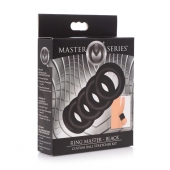 Комплект из 5 черных эрекционных колец для мошонки Ring Master Custom Ball Stretcher Kit - XR Brands - в Ачинске купить с доставкой