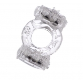 Прозрачное виброкольцо с двумя вибропульками - Toyfa Basic - в Ачинске купить с доставкой